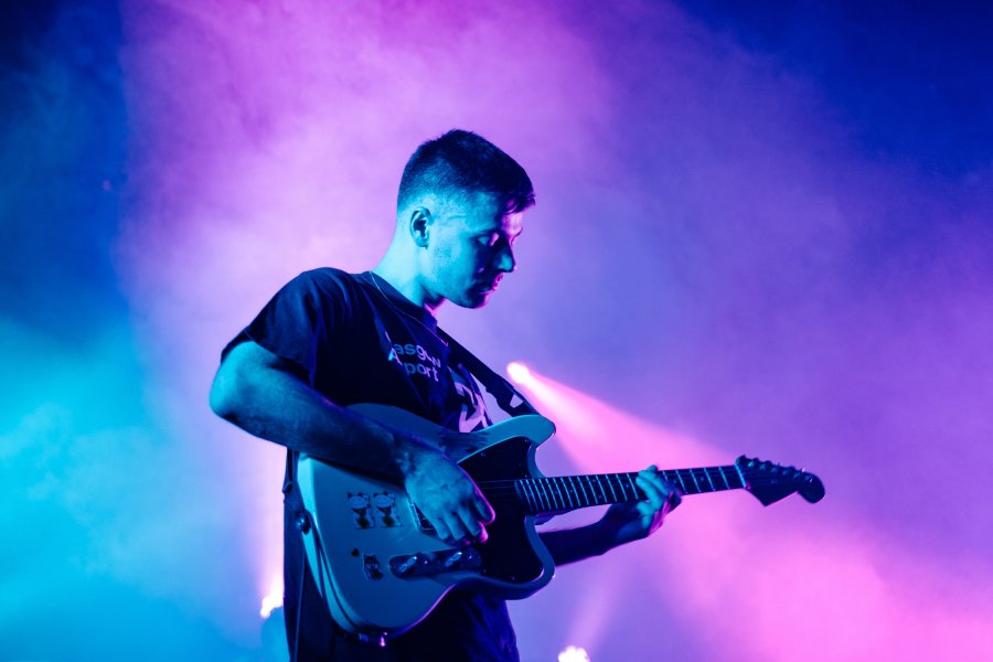 Person playing the guitar